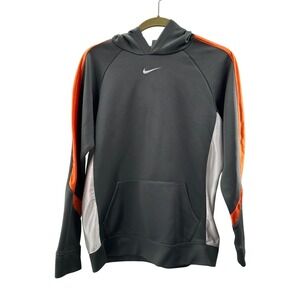 Nike Performance Youth Gray Hoodie XL 18-20 Orange White Accents‎ Retro Swoosh a